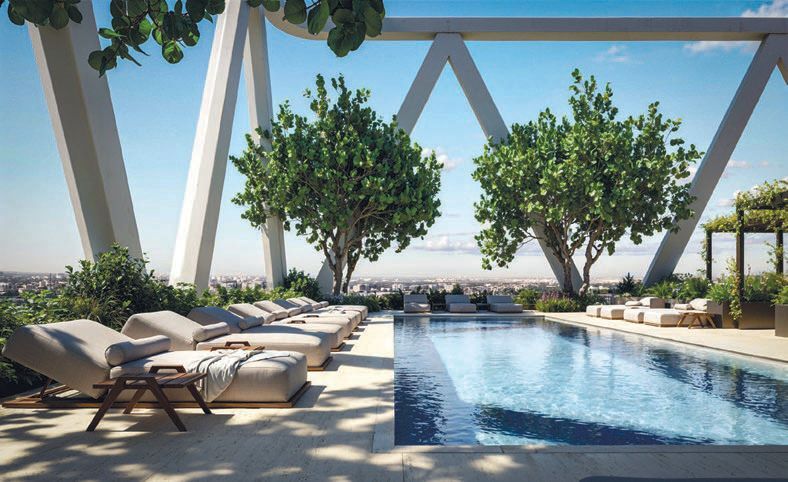 The building offers an incredible lineup of amenities, including the pool. PHOTO COURTESY OF HQ RESIDENCES MIAMI