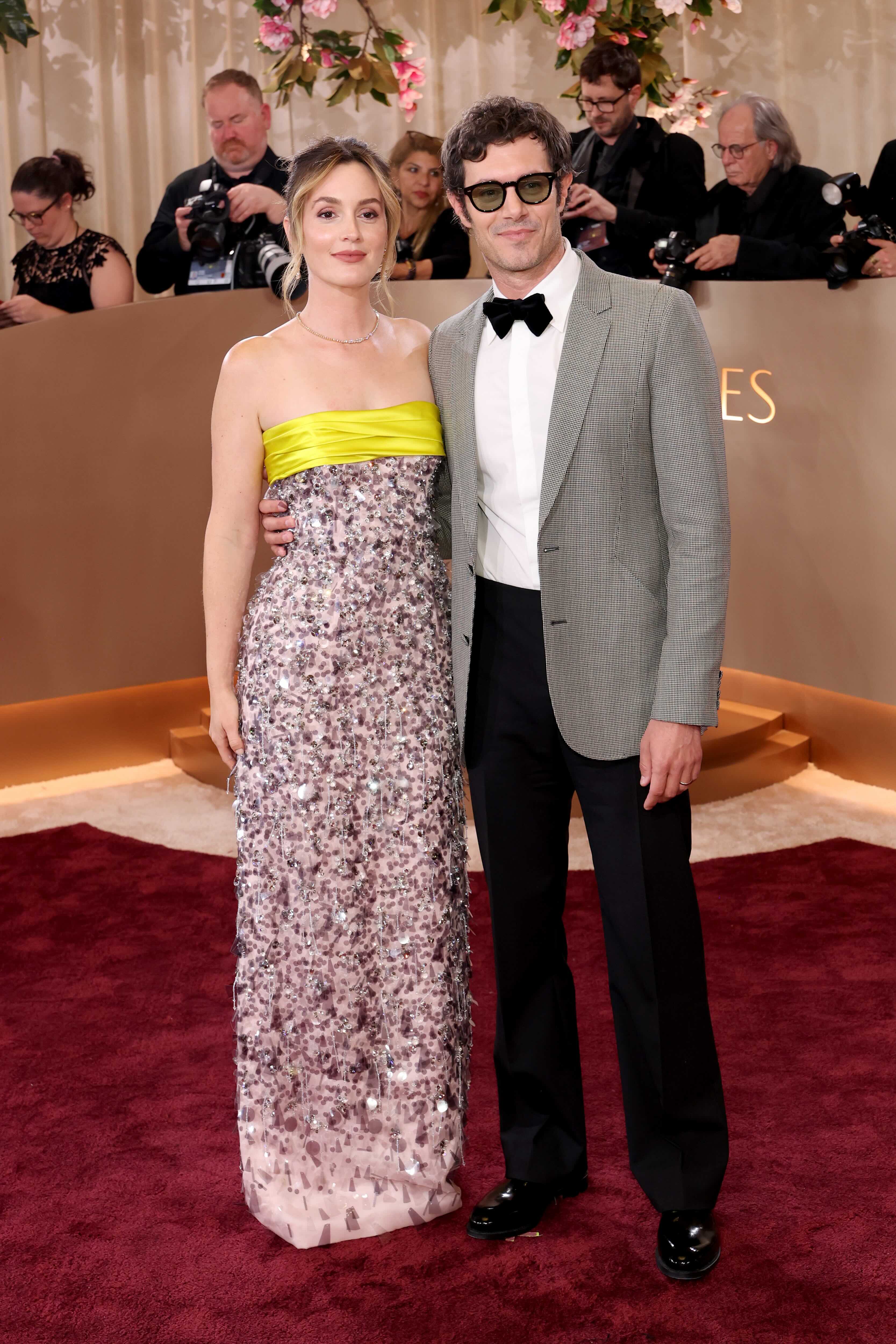 leighton meester golden globes 2025 dress Leighton Meester and Adam Brody at the 2026 Golden Globes