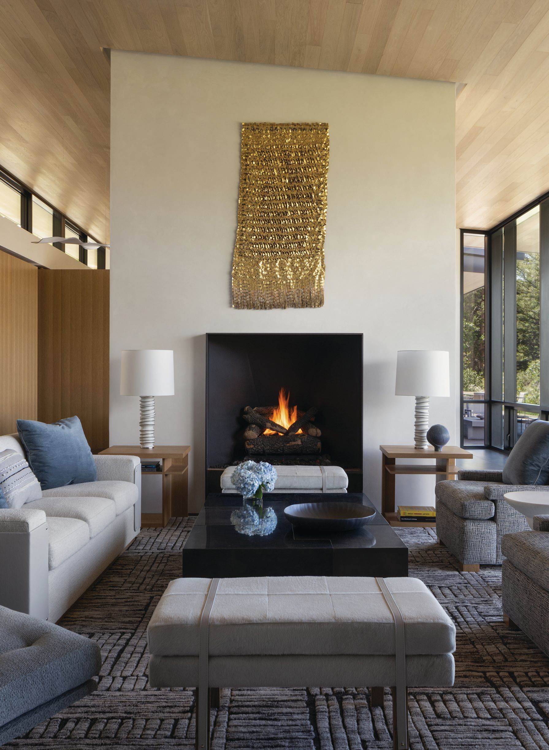 A calm, neutral palette informs the comfortable and inviting living room. photographed by ERIC PETSCHEK