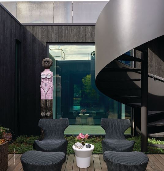 A deck on top of the Cookie Factory is yet another tranquil space filled with art. PHOTO BY YOSHIHIRO MAKINO