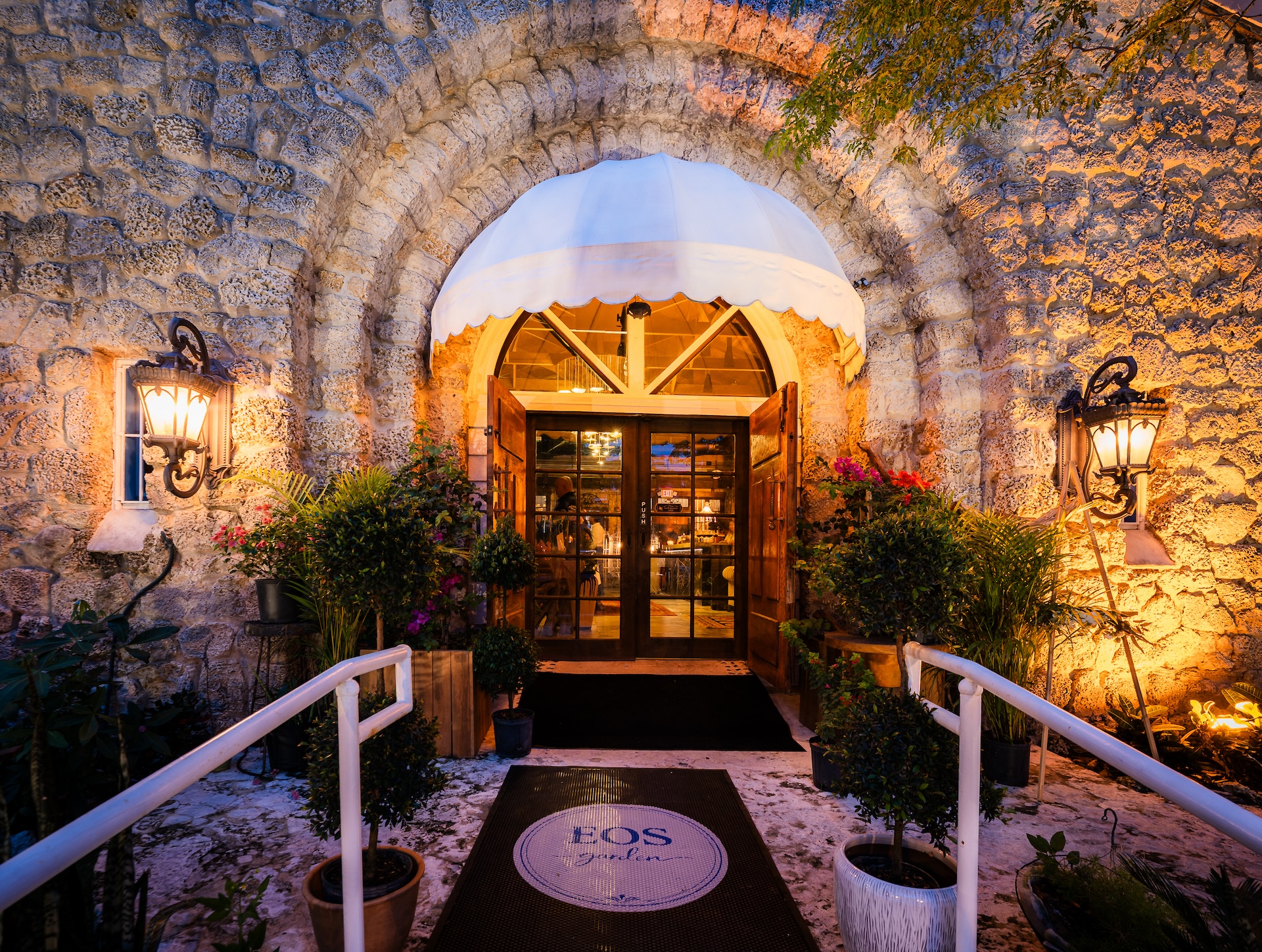 The entery into Eos Garden features an arched brick exterior