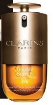 Clarins, DOUBLE SERUM Eye Brightening + Depuffing Anti-Aging Concentrate, clarinsusa.com PHOTO COURTESY OF BRANDS