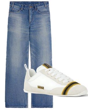 Top to bottom: Celine Jolene jeans celine.com; Fendi Wrap sneakers, fendi.com PHOTOS COURTESY OF THE BRANDS