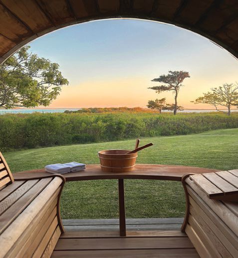 Unwind in the home's outdoor sauna. PHOTO BY HARRIS ALLEN