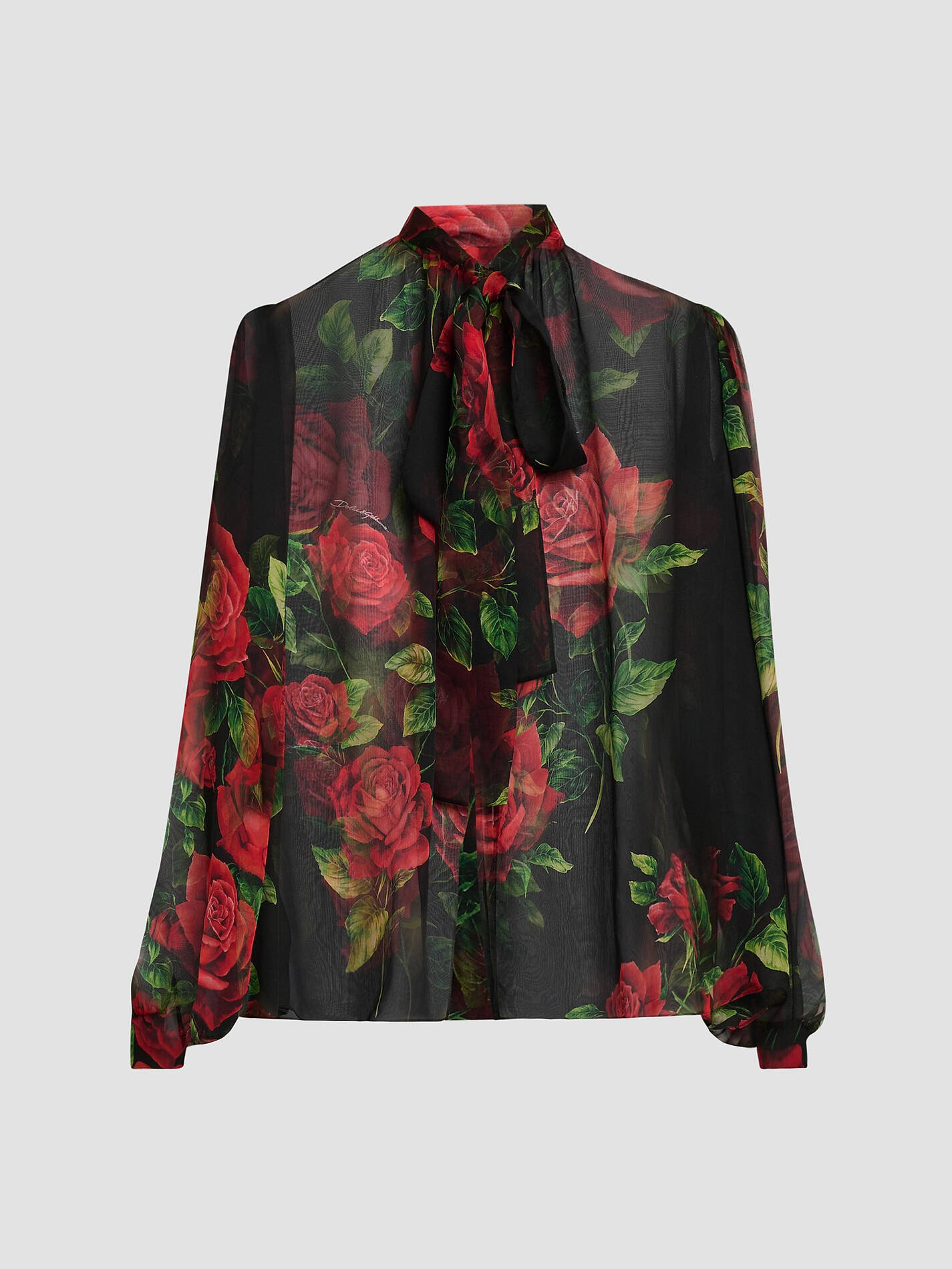 Saks_com_Dolce_Gabbana__Sheer_Floral_Silk_Pussy-Bow_Collar_Blouse
