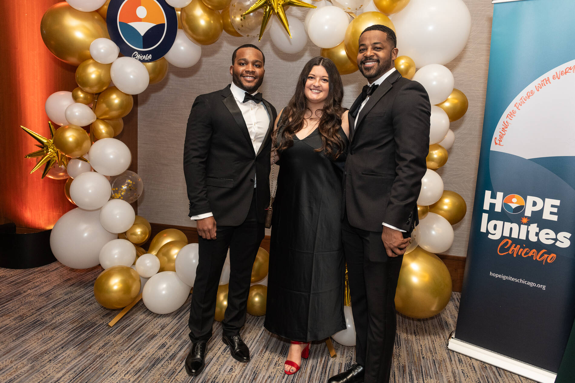 Santonio Cathery, Christy Dizonno and Malcolm Weaver at Hope Ignites Gala