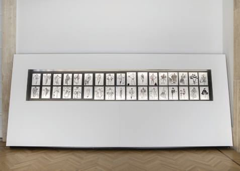 The exhibition features 180 sketches.